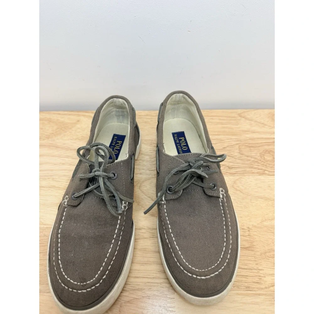 Polo Ralph Lauren Lander Canvas Deck Boat Shoes Footwear Gray Mens 8D #36